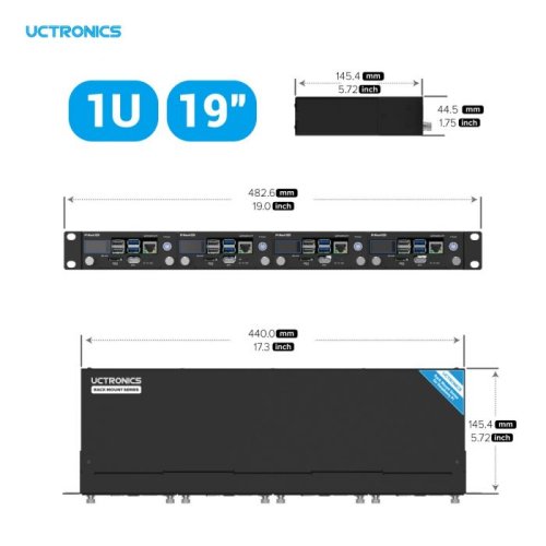 Buy UCTRONICS RM0004 Pi Rack Pro For Raspberry Pi 4B, 19" 1U Rack Mount ...